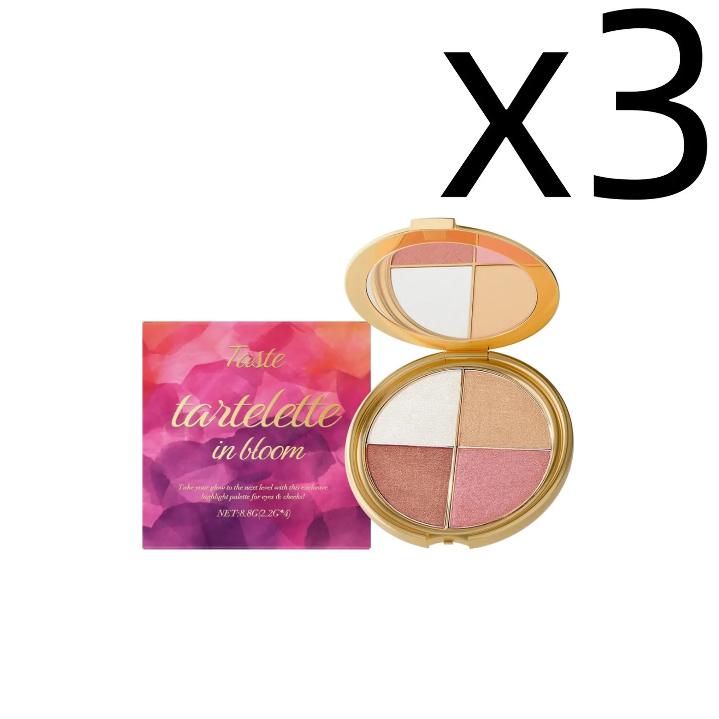 4-Color Highlight Powder Blush & Eyeshadow Palette – 8.8g
