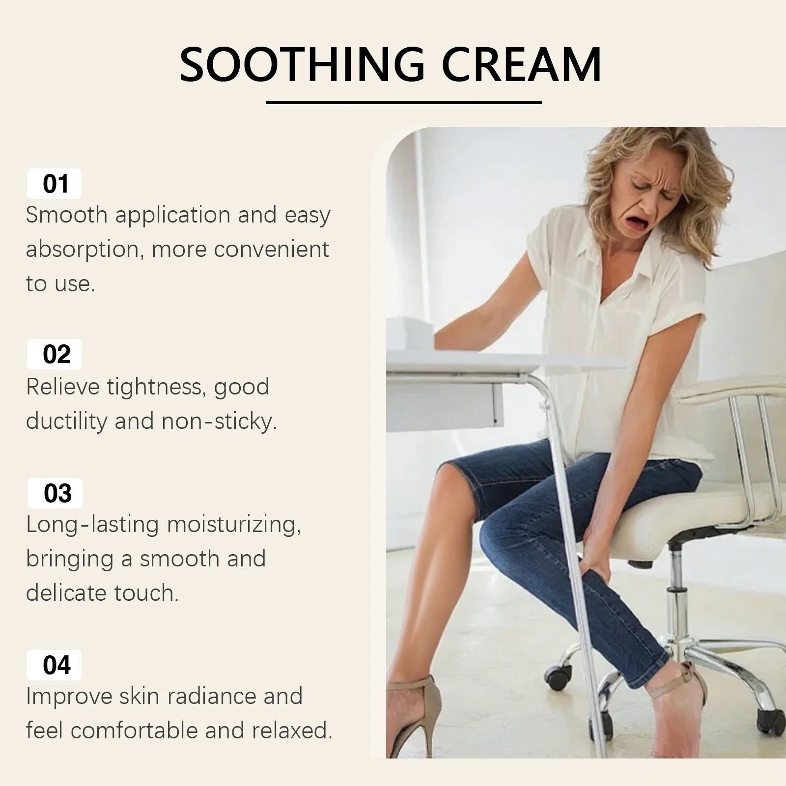 Leg Soothing Cream Relieve Muscle Pain Repair Leg Soreness Swelling Moisturizing Smoothing Refreshing Varicose Vein Relief Cream Peaceful Pleasures Health and Wellness