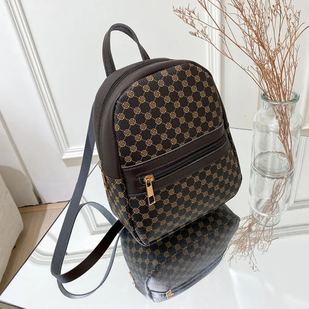 Solid Color Single Shoulder New Trendy Brand PU Women's Handbag Cute Crossbody and Backpack Casual Bag Fresh and Sweet Style Peaceful Pleasures Health and Wellness