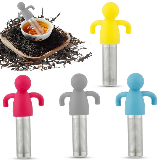 Stainless Steel Tea Sieve New Human Shaped Tea Sieve Kitchen Accessory Filter Accessories Supplies Humidifier Pet Products Bar Peaceful Pleasures Health and Wellness