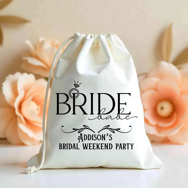 5pcs Personalized Bride Babe Bags Bachelorette Weekend Party Gift Ideas Wedding Favor Bags Custom Bridal Party Decoration Gifts Peaceful Pleasures Health and Wellness