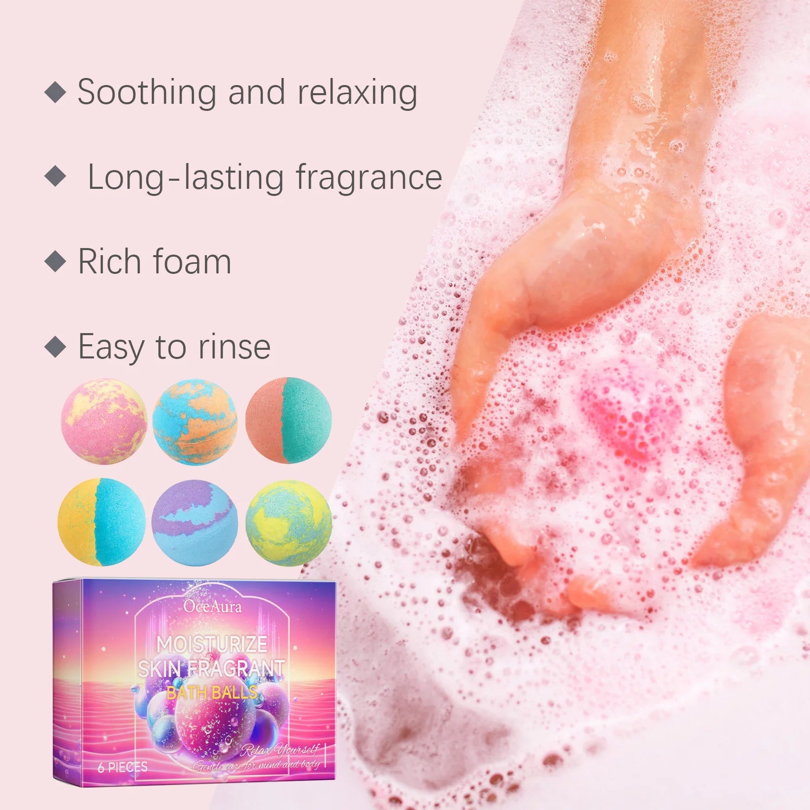 Colorful Bath Balls Moisturizing Brightening Cleansing Stress Relief Exfoliating Relaxation Soothing Fragrance Bath Balls Gift Peaceful Pleasures Health and Wellness