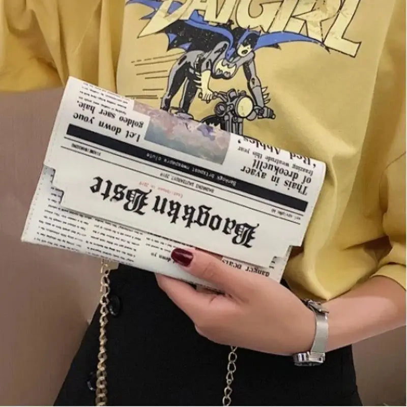 Women Newspaper Messenger Bag Shoulder Personality Fashion Small
