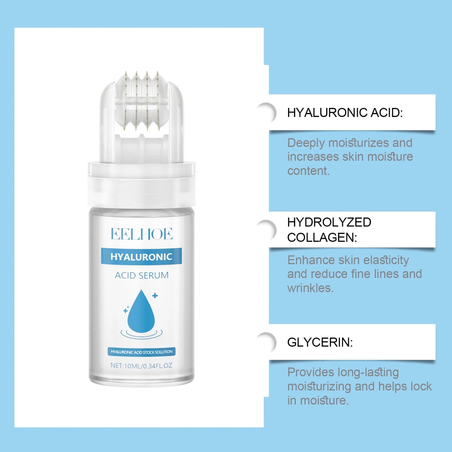 Hyaluronic Acid Microneedle Roller Serum – Hydrate & Brighten