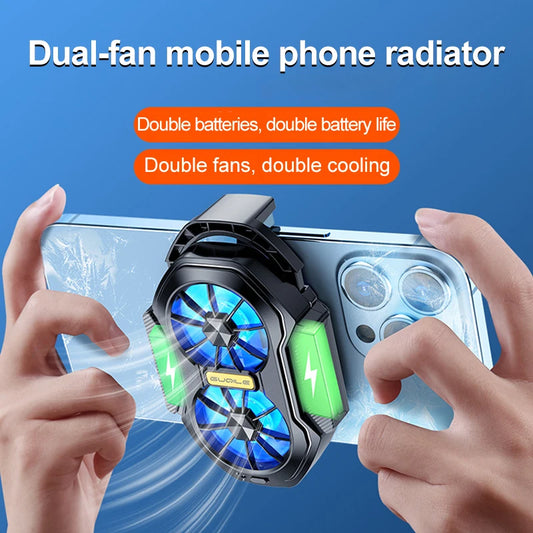 Double Fan Mobile Phone Radiator Phone Cooler For Cell Phone Cooling Cooler Fan Mobile Phone Cooler For Cell Phone Accessories Peaceful Pleasures Health and Wellness
