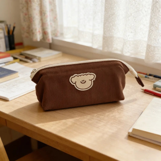 Cat Dog Pencil Case Japanese Style Large Capacity Simple Minority High Appearance Korean Canvas Exquisite Stationery Storage Bag Peaceful Pleasures Health and Wellness