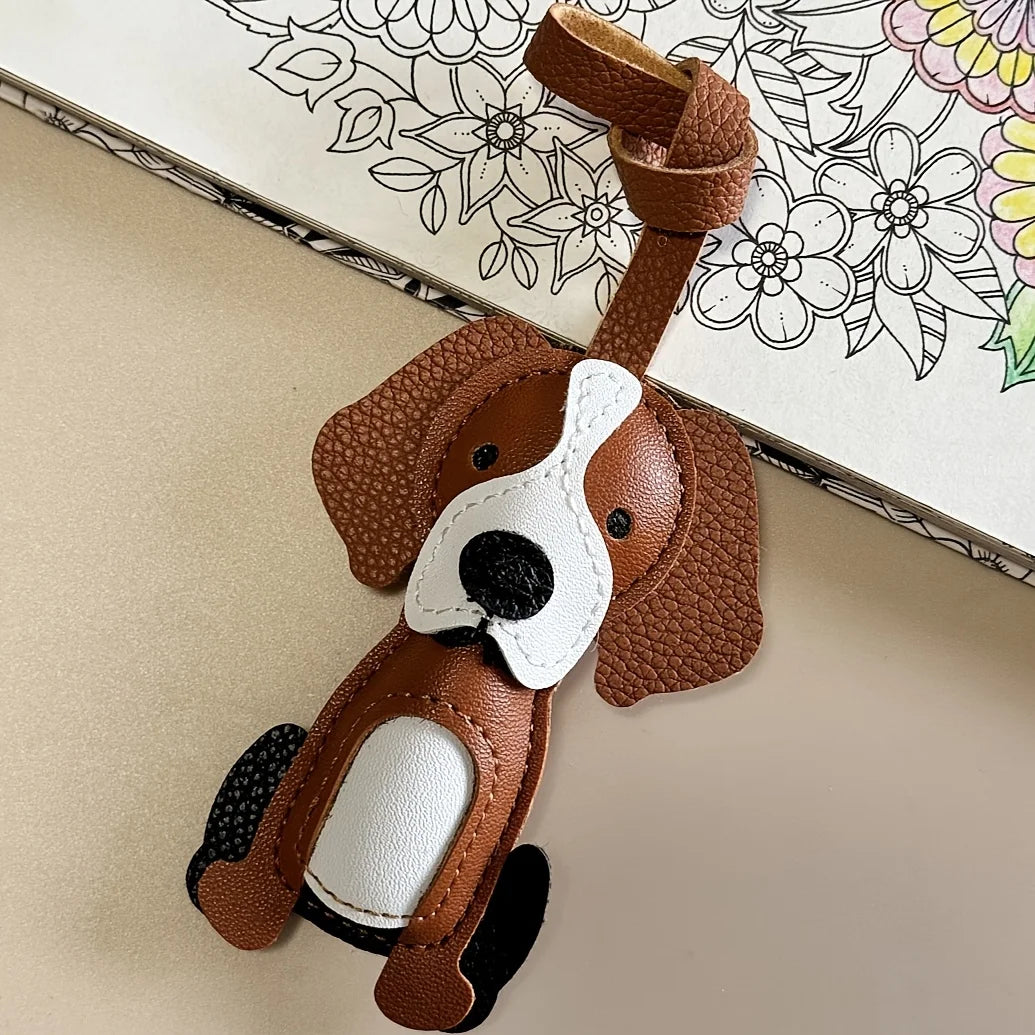 Cute Border Collie Dog Keychain Leather Pendant Car Bag Hanging Ornament Lovely Puppy Key Ring Purse Backpack Charm Accessories Peaceful Pleasures Health and Wellness