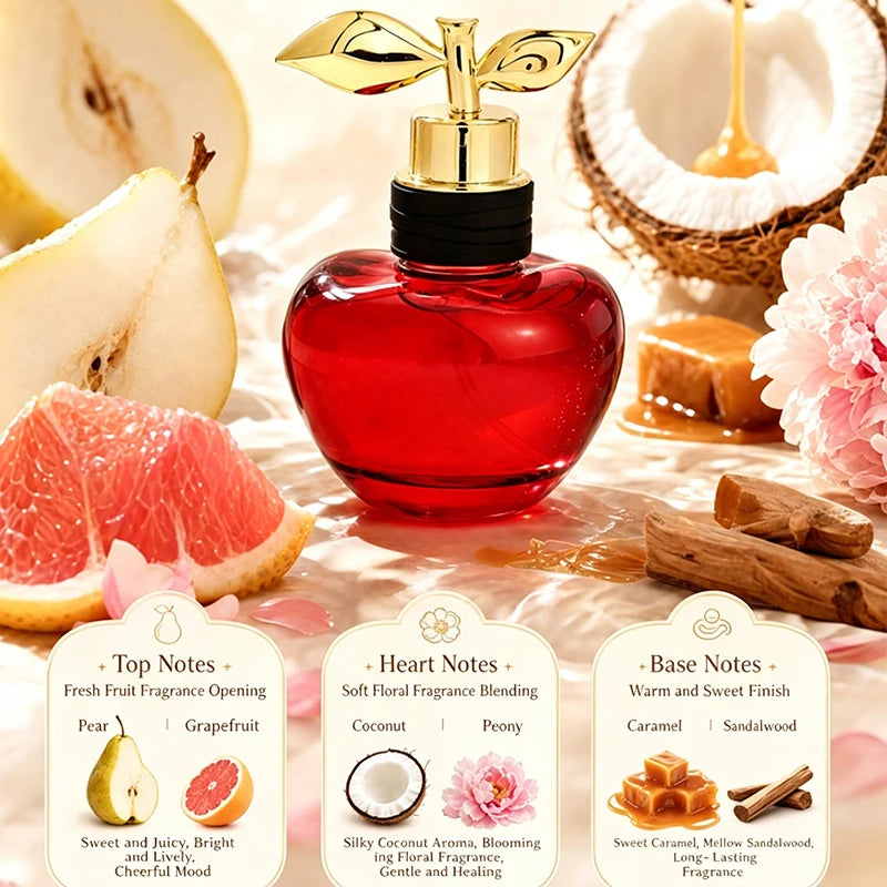 Apple Shaped Perfume Long Lasting Fresh Fruit Floral Scent Eau De Toilette 50ml Gourmand Sweet Fragrance Women Dating Perfume Peaceful Pleasures Health and Wellness