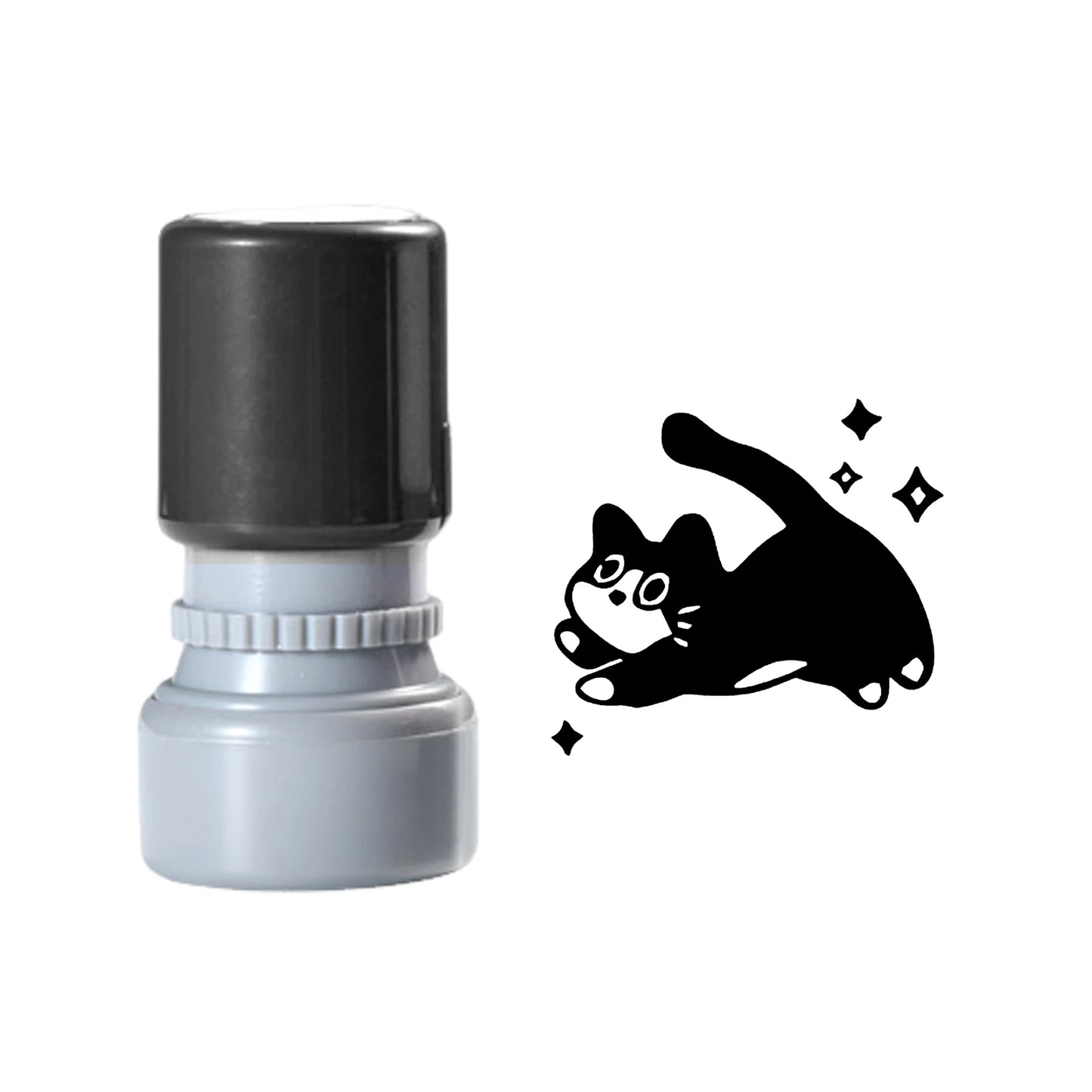 Cat Rubber Stamp – Cute Black Ink DIY Craft Stamp for Journals