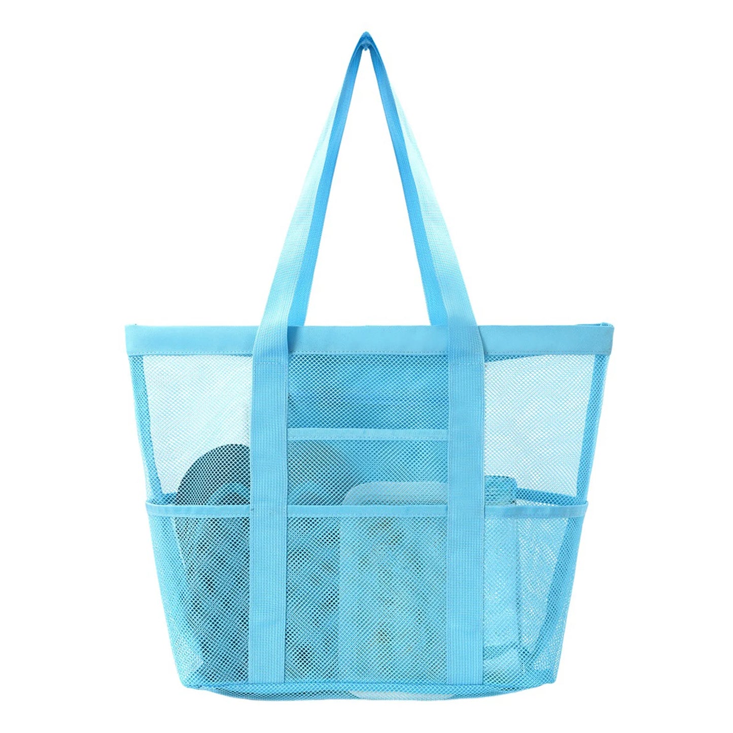 PEAKINBAGS Mesh Beach Tote Bag – Large Multi-Pocket Pool Bag