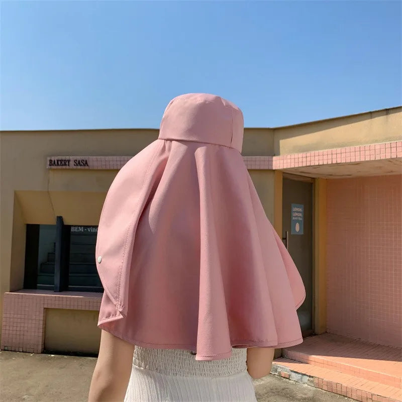 Women's Wide Brim UV Sun Hat with Neck & Face Shield