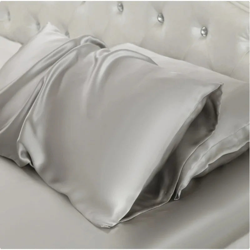100% Mulberry Silk Pillowcase 22 Momme -Ultra Premium 6A Grade Silk - Envelope Style Breathable Cooling Pillow Cover-51*66CM Peaceful Pleasures Health and Wellness middle grey
