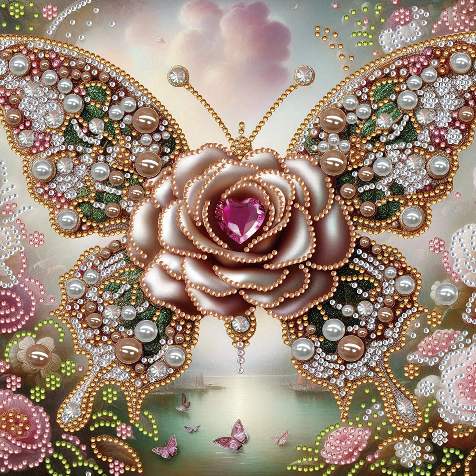 Pearl Gem Diamond Art Painting Kit with Frame 9.84x9.84in DIY Art Craft Pearl Diamond Painting for Adults Home Wall Decor Peaceful Pleasures Health and Wellness