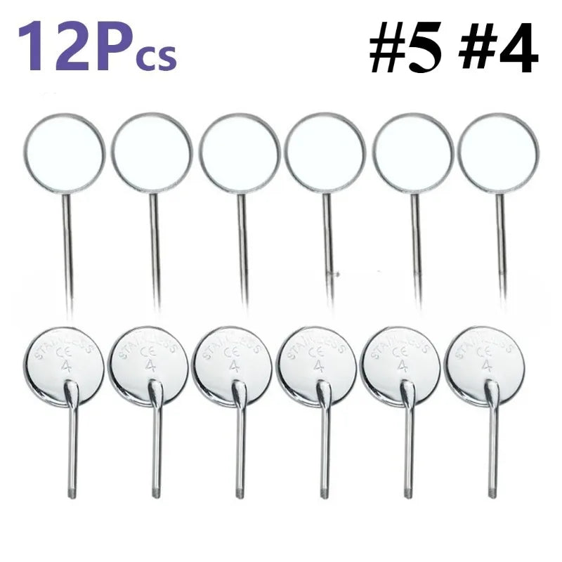 12Pcs/box Dental Mouth Mirror Head Stainless Steel Cone Socket Intraoral Oral Mirror for Inside Mouth Accessory #4#5 Peaceful Pleasures Health and Wellness