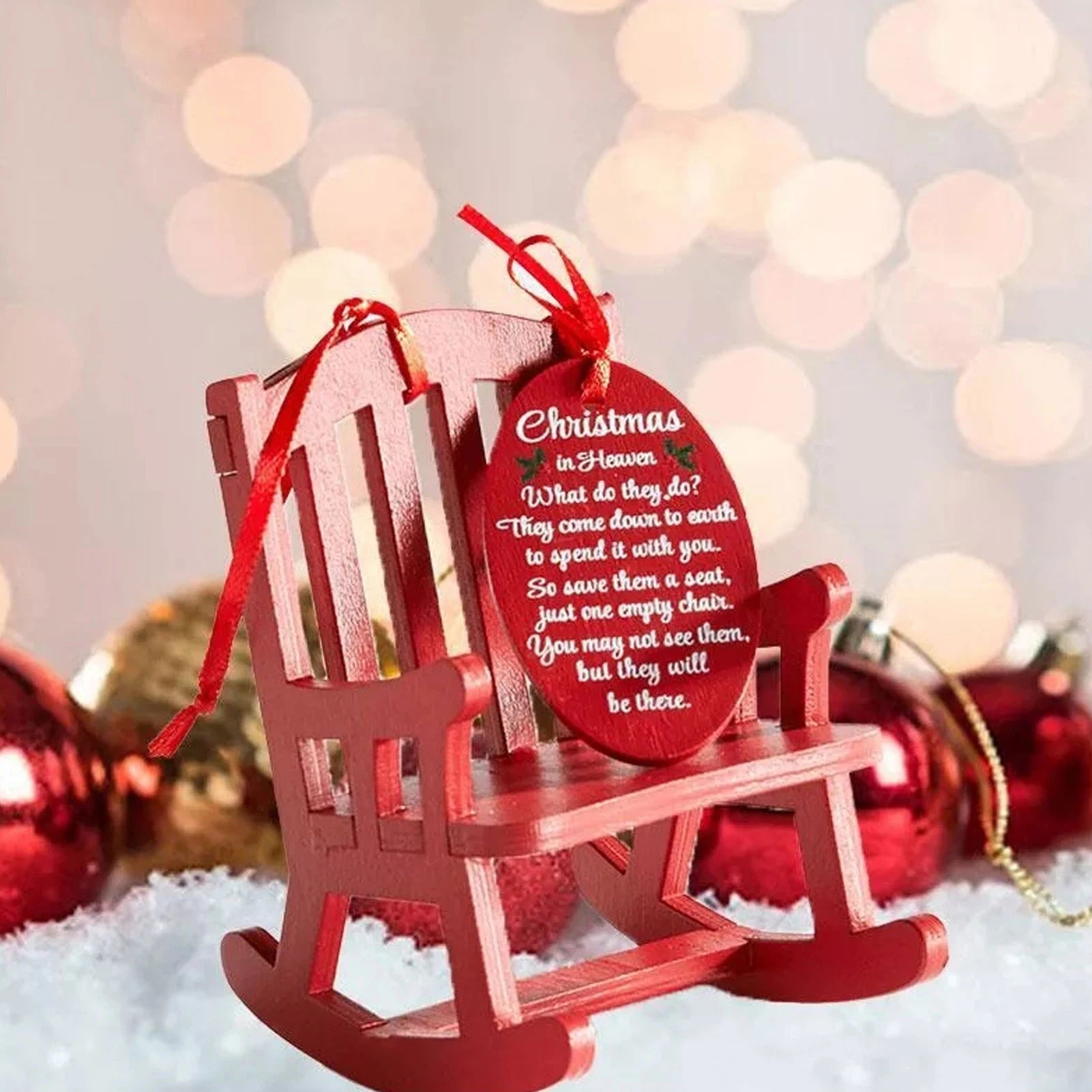Christmas In Heaven Memorial Ornament Mini Wooden Rocking Chair with Meaningful For Christmas In Heaven Peaceful Pleasures Health and Wellness
