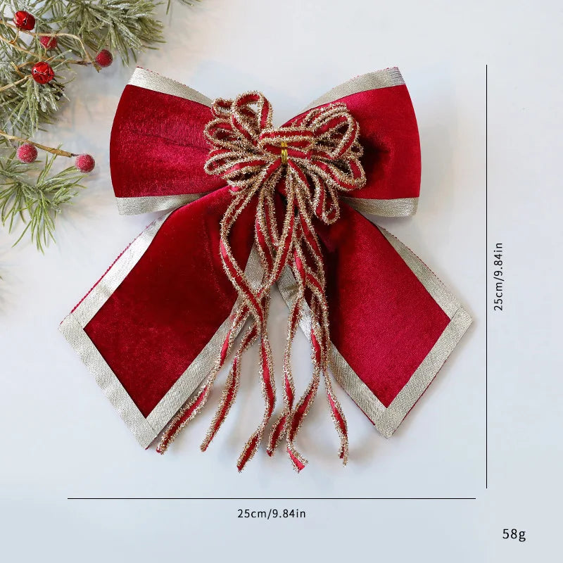25cm Glitter Christmas Bow Decoration | Xmas Tree Pendant