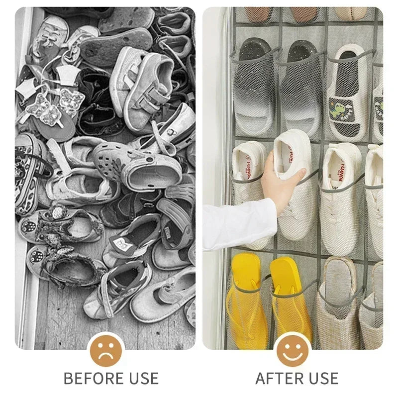 Over-the-Door Shoe Organizer – 24 Large Mesh Pockets