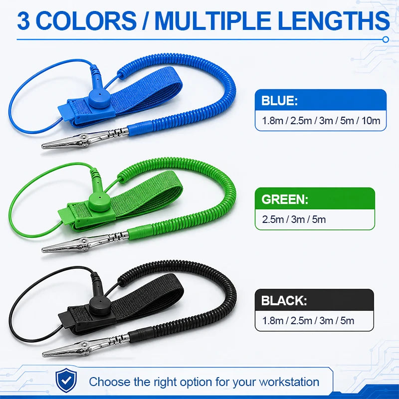 Anti-Static ESD Wrist Strap Grounding Band with Alligator Clip