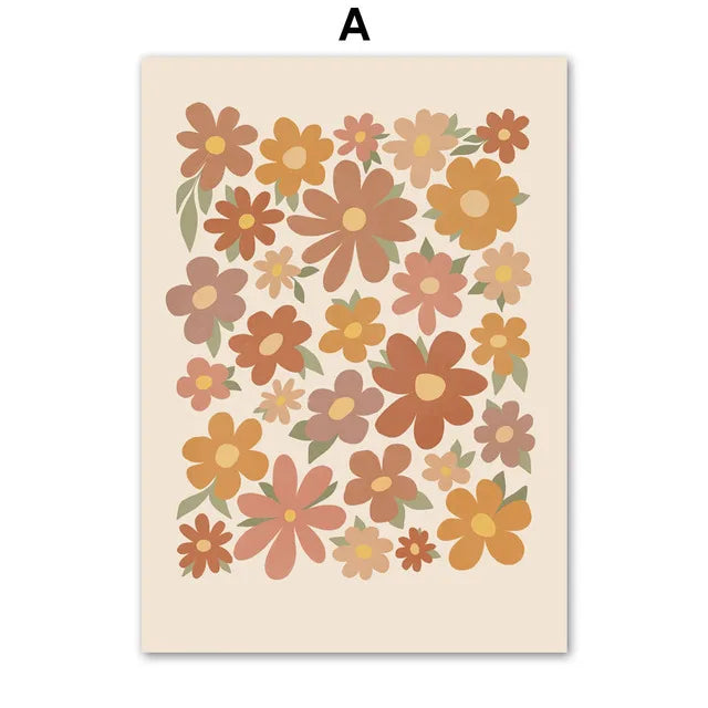 Abstract Floral Canvas Wall Art | Nordic Flower Poster Print Canvas Wall Art Peaceful Pleasures Health and Wellness A 20x30cm Unframed