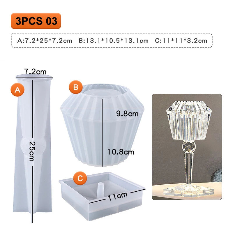 DIY Epoxy Resin Lamp Silicone Mold | Diamond Crystal Pattern