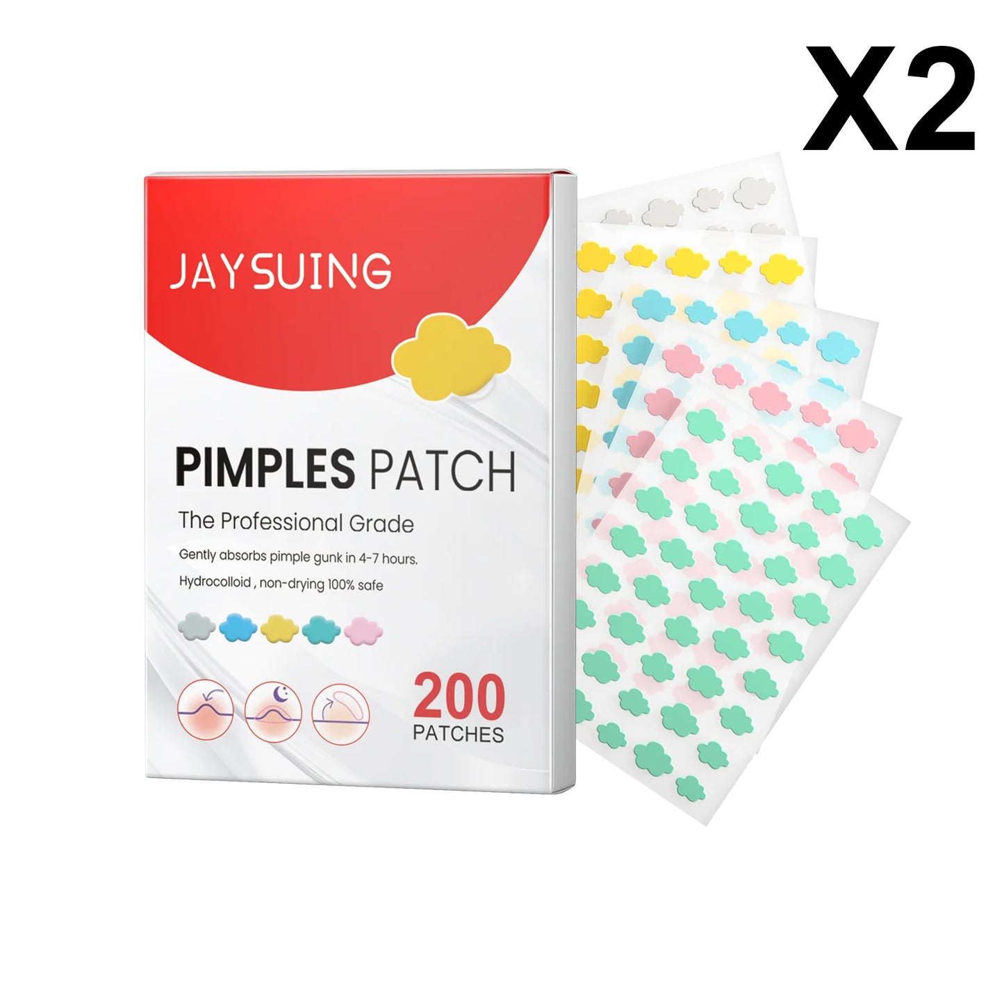 200PCS Cloud Acne Spot Patches Fade Imperfections Cover Pimples Hydrogel Invisible Acne Scar Fading Tool Skincare Tool Peaceful Pleasures Health and Wellness 2BOX(400PCS)