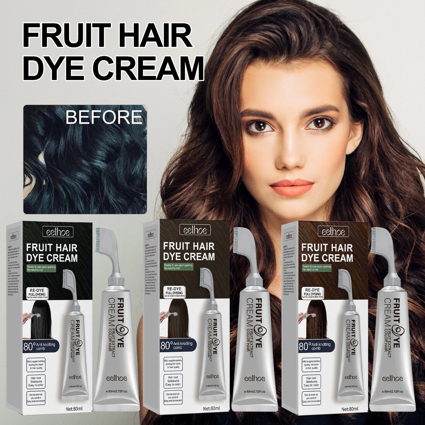 Fruit Hair Dye Cream Quick Coloring Enhance Hair Shine Nourishing Promote Hair Growth Moisturizing Black Hair Hairdressing Cream Peaceful Pleasures Health and Wellness