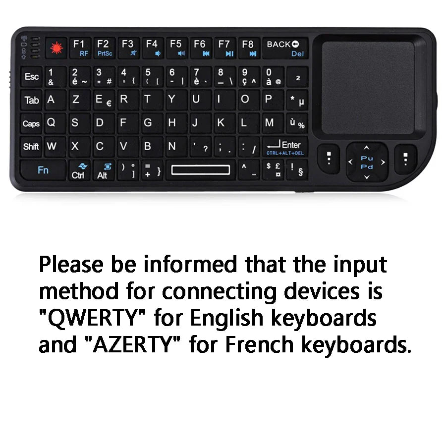 AyeBeau RGB Mini Wireless Keyboard Touchpad | French Spanish Russian