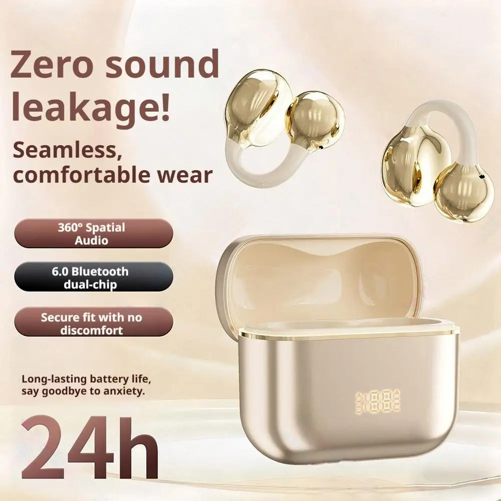 GRWIBEOU N39 Open-Ear Clip Bluetooth 5.4 Earbuds | 50Hr HiFi