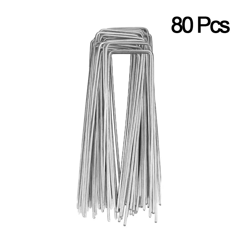 Heavy Duty U Shaped Garden Staples 20PCS Galvanized Steel Ground Pegs for Landscape Fabric Tarp Netting Fixing Tools Peaceful Pleasures Health and Wellness 80PCS Nail