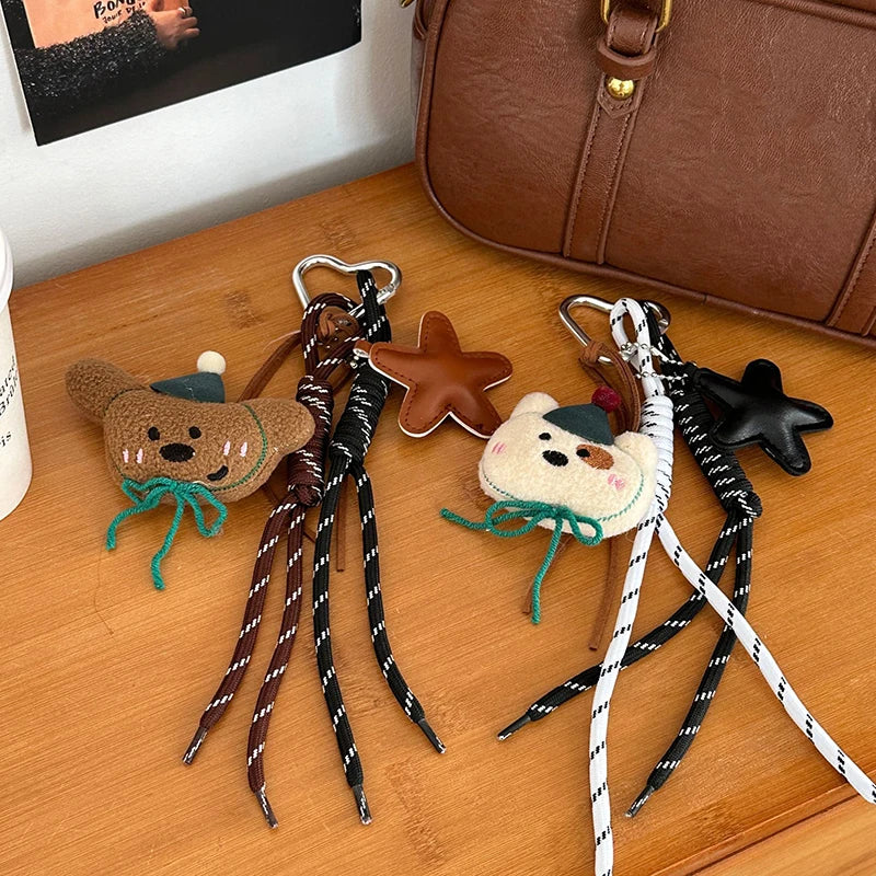 Kawaii Bear Plush Keychain – Cute Stuffed Animal Bag Pendant