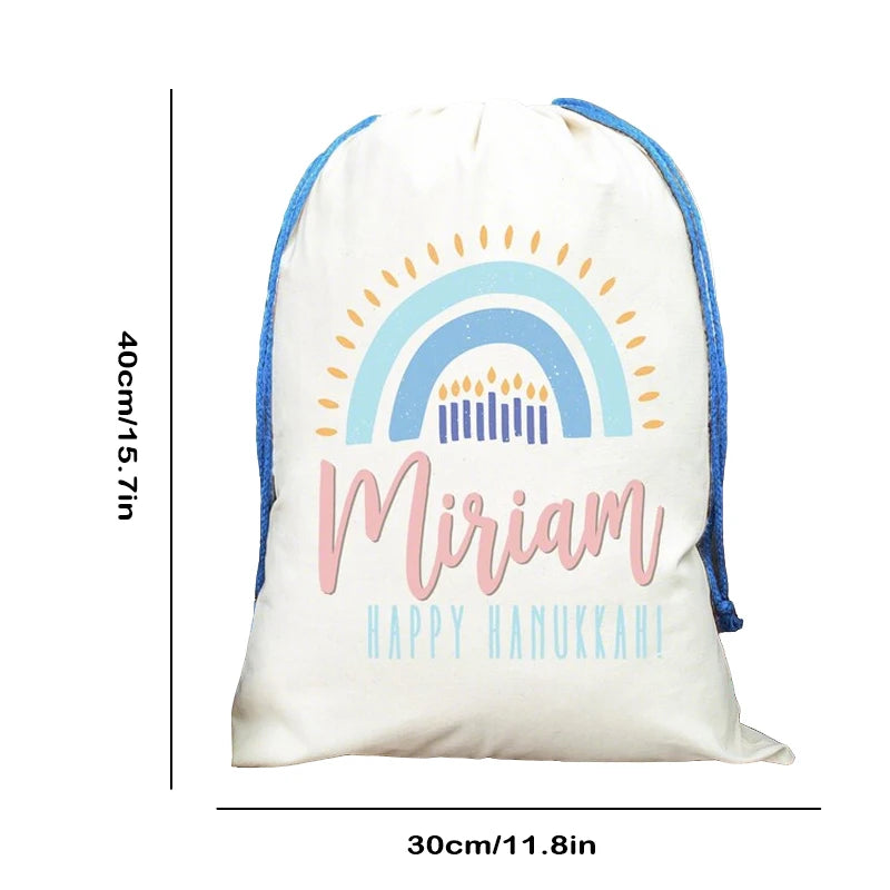 Personalized Rainbow Menorah Hanukkah Gift Bag for Kids Holiday Gift Bag Peaceful Pleasures Health and Wellness