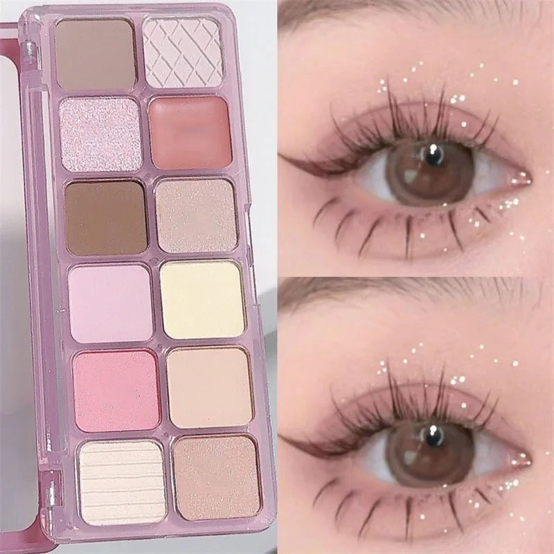 12-Color Glitter Shimmer Eyeshadow Palette | Peach & Pearl