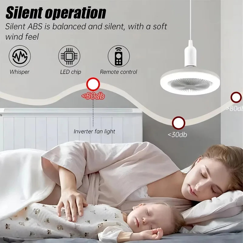 Modern Indoor 30W Ceiling Fan Lamp 360°Rotating with Remote Control E27 Living Room Bedroom Lighting LED Decorative Lights 2in1 Peaceful Pleasures Health and Wellness