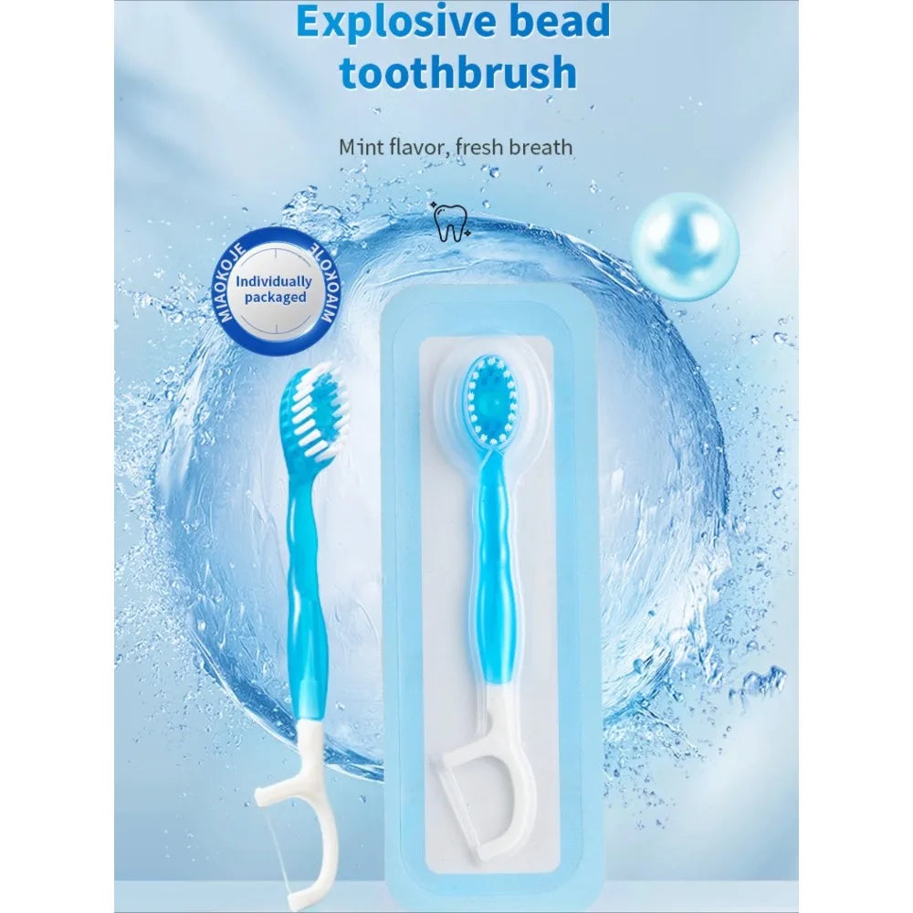 Disposable 4-in-1 Travel Toothbrush with Floss | Oral Care Kit