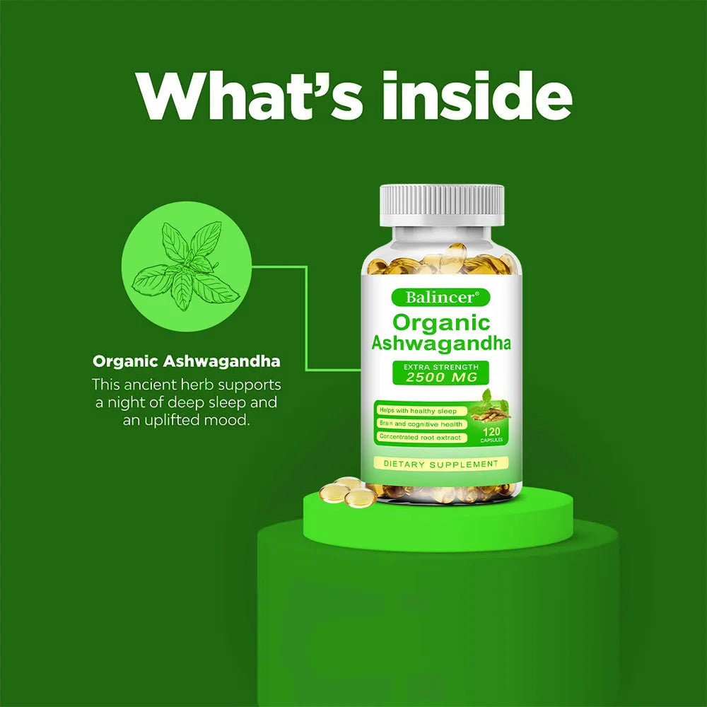 Ashwagandha Supplement- Supports Brain and Memory, Improves Focus, Stamina, Improves Mood and Sleep - 120 Capsules Peaceful Pleasures Health and Wellness