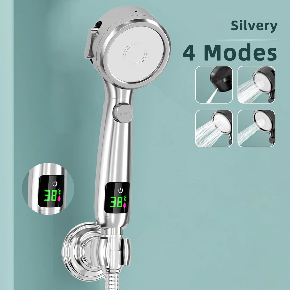 High Pressure Handheld Shower Head with LED Temp Display