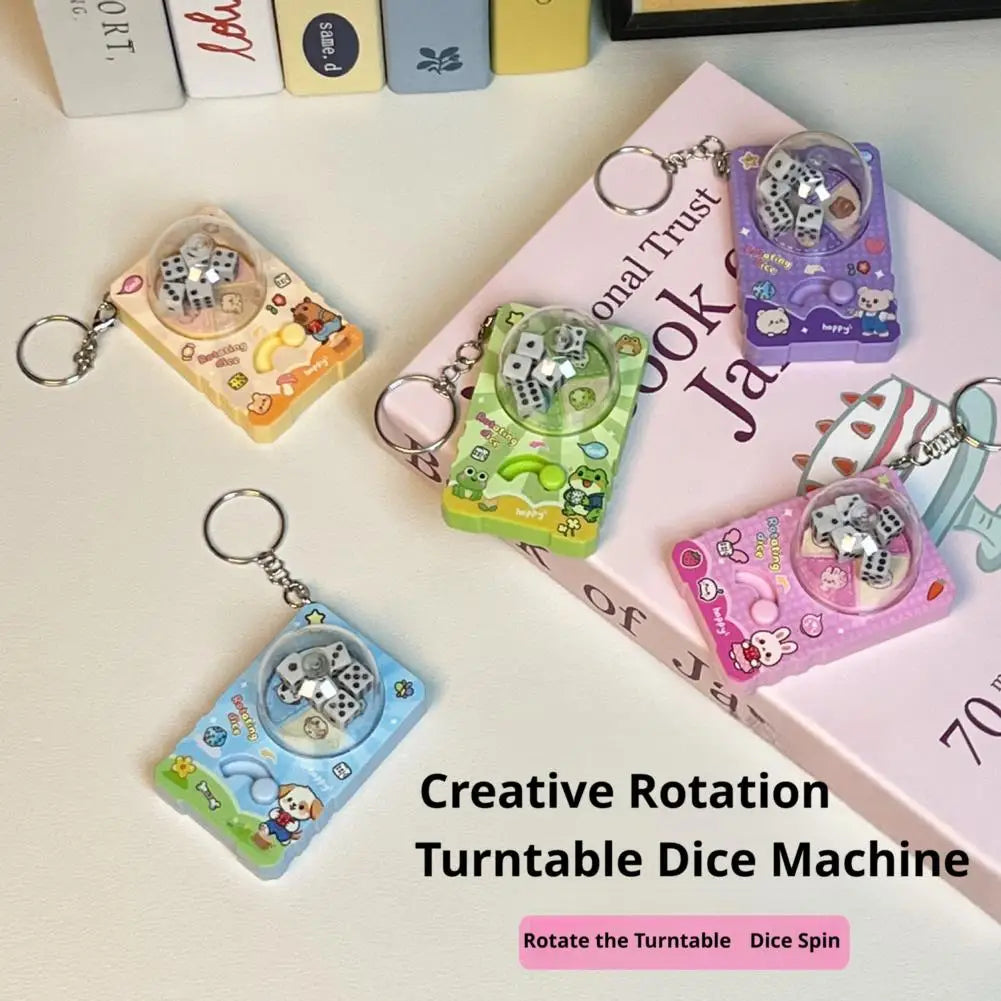 Cute Cartoon Rotating Dice Game Keychain Stress Relief Toy Manual