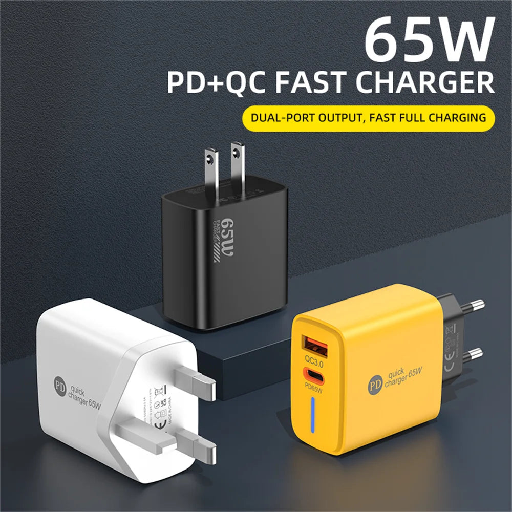65W USB-C PD 3.0 Fast Charging Wall Adapter | Multi-Port