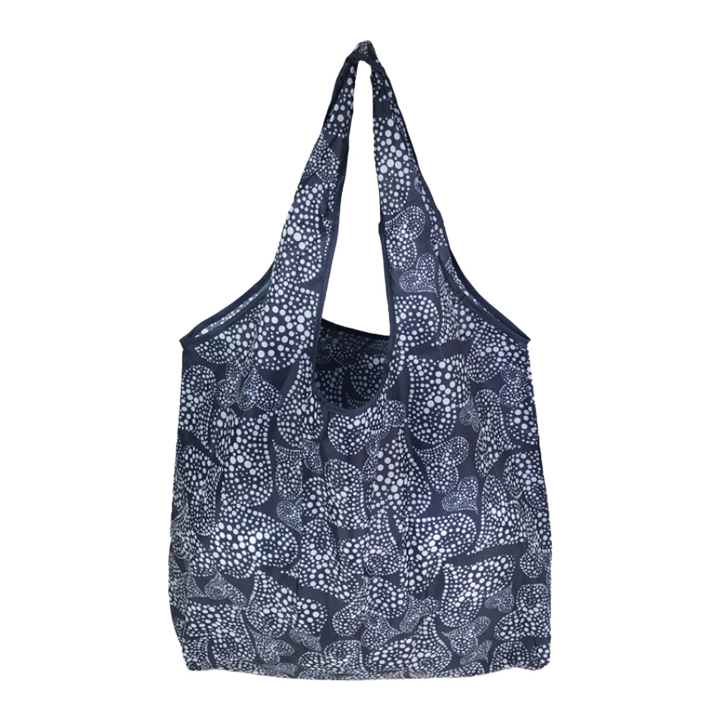 Large Capacity Eco-Friendly Foldable Shopping Bag Reusable Tote with Print Design for Supermarket Use Portable Carry Handle Peaceful Pleasures Health and Wellness A