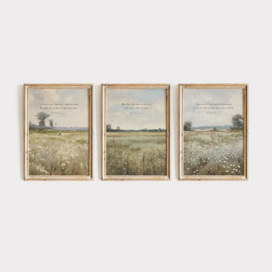 3-Piece Wildflower Bible Verse Canvas Wall Art Set | Home Decor Canvas Wall Art Set Peaceful Pleasures Health and Wellness G3996 21x30cm Unframed