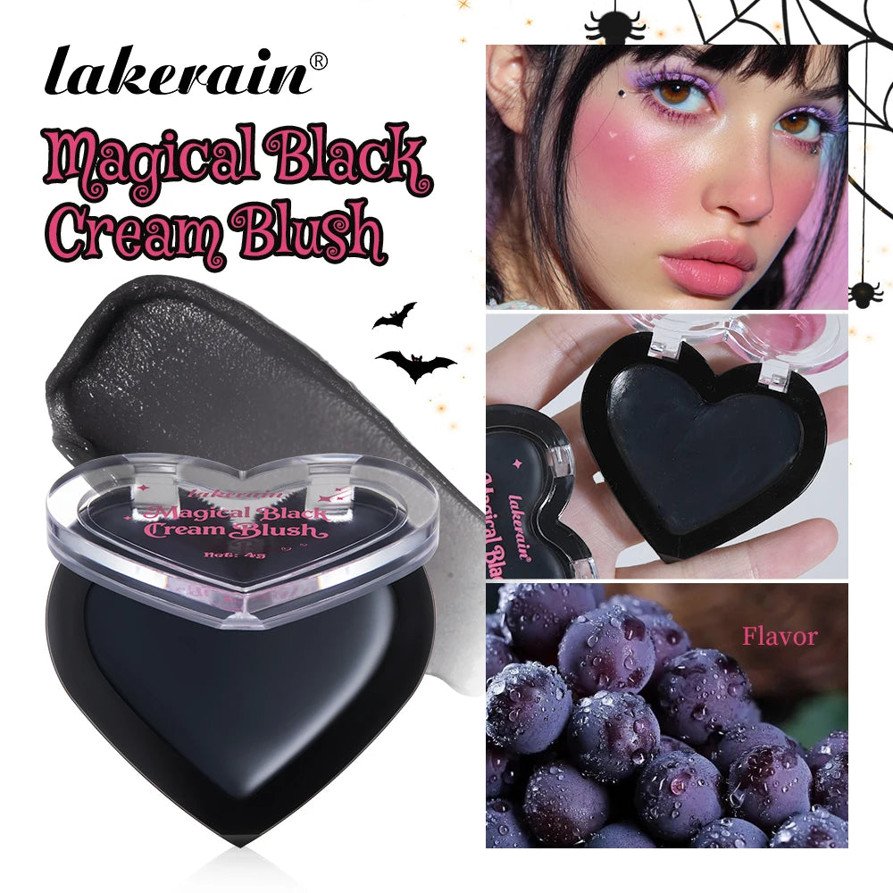 Lakerain Black Cream Blush Color Changeable Body Temperature-Responsive Formula Silky Touch Easy to Spread Facial Lips Eyes Peaceful Pleasures Health and Wellness