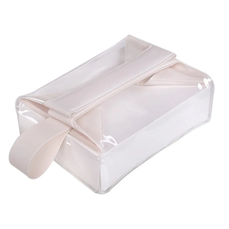 New Clear Toiletry Bags with Magnetic Closure Leak-proof Makeup Bag Large Capacity PVC Cosmetic Pouch for Women Men Traveling Peaceful Pleasures Health and Wellness Beige