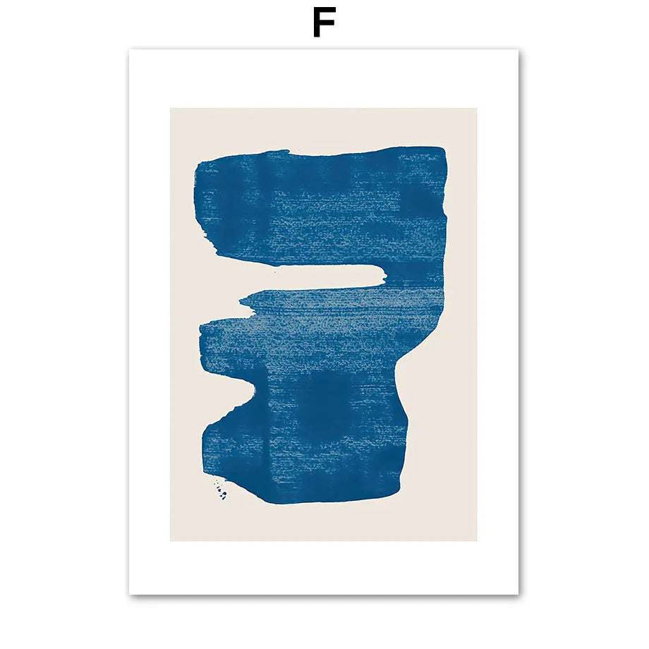 Blue Striped Girl Book Vase Abstract Canvas Wall Art Print