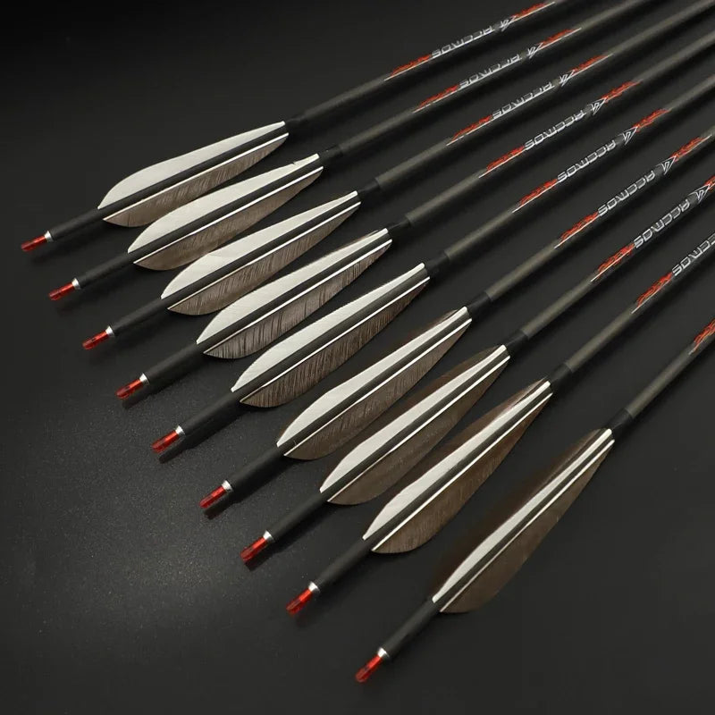 6 Turkey Feather Arrow ID6 2 Pure Carbon Spine 300 350 400 500 600
