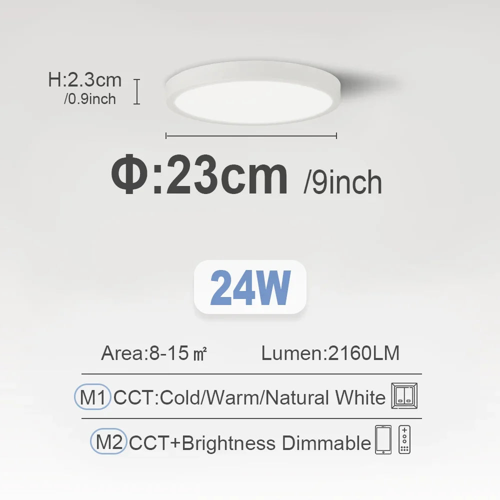 RUNTOIN Dimmable LED Flush Mount Ceiling Light | Ultrathin