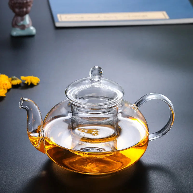 600/800/1000ml Heatable Glass Tea Set Filterable Heat-resistant Thickened Glass Teapot High Borosilicate Glass Flower Tea Pot Peaceful Pleasures Health and Wellness