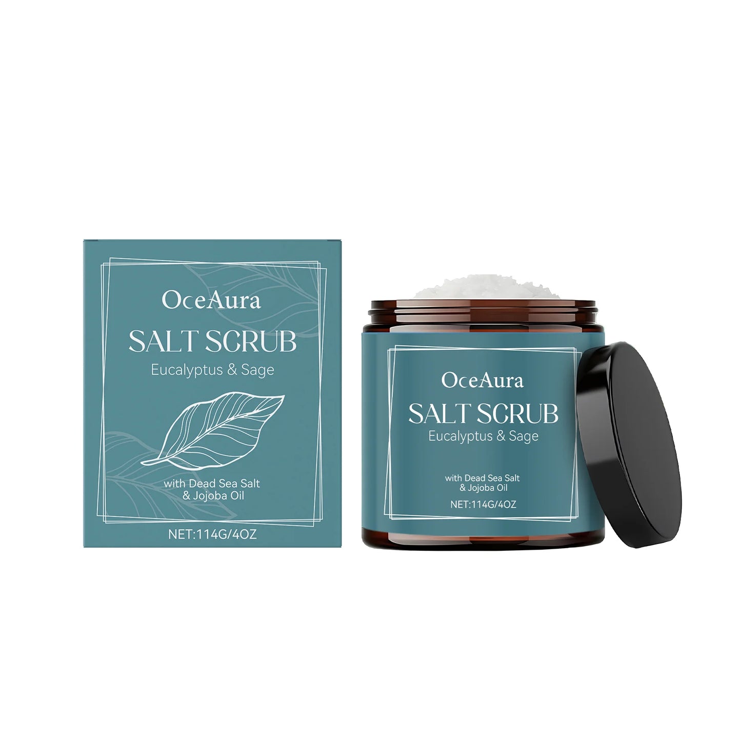 OceAura Sea Salt Body Scrub – Exfoliate & Brighten Skin 114g