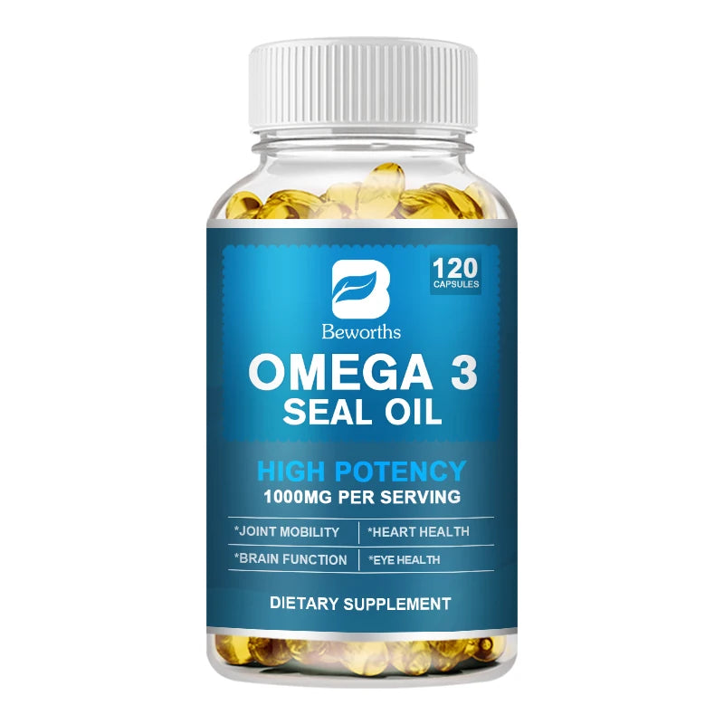 Seal Oil Omega-3 Capsules – DHA, EPA & DPA Brain & Heart Support Dietary Supplement Peaceful Pleasures Health and Wellness 120pcs 2bottles United States