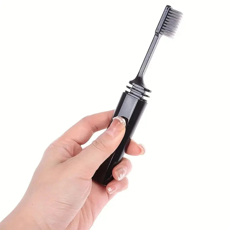 Folding Charcoal Travel Toothbrush – Compact & Portable Folding Travel Toothbrush Peaceful Pleasures Health and Wellness