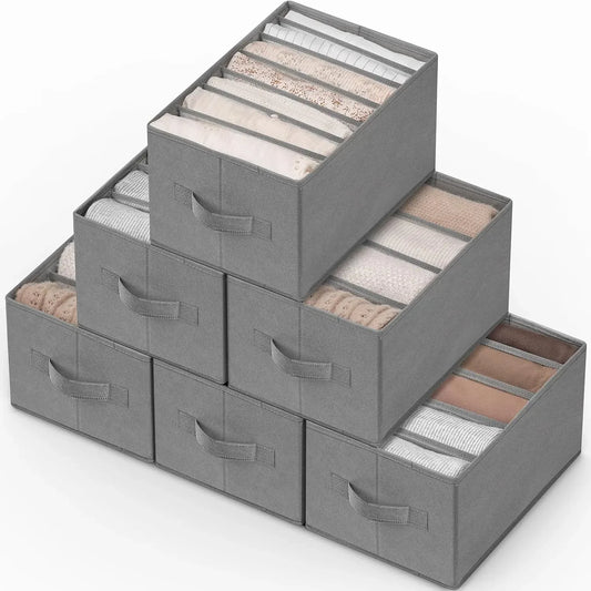 6-Pack Foldable Closet Organizer with 33 Compartments & Handles – Grey Storage & Organization Peaceful Pleasures Health and Wellness United States